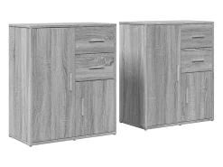 Aparador de madera de ingeniería 2 uds gris Sonoma 60x31x70 cm ES132933