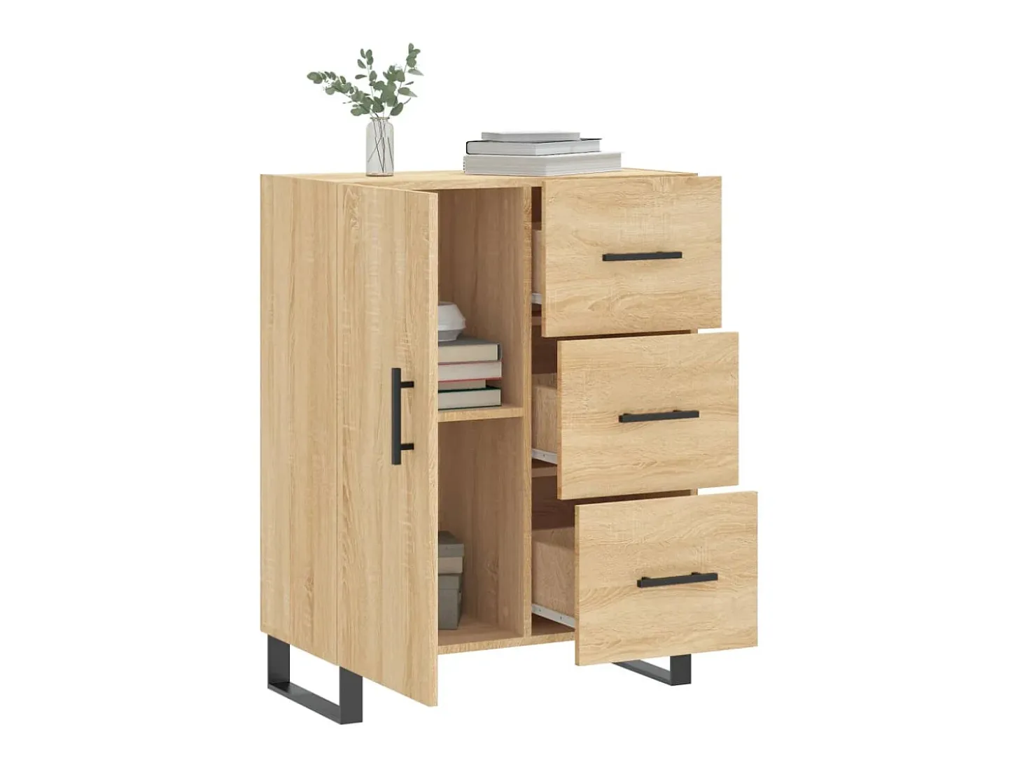 Aparador de madera de ingeniería roble Sonoma 69,5x34x90 cm ES12531