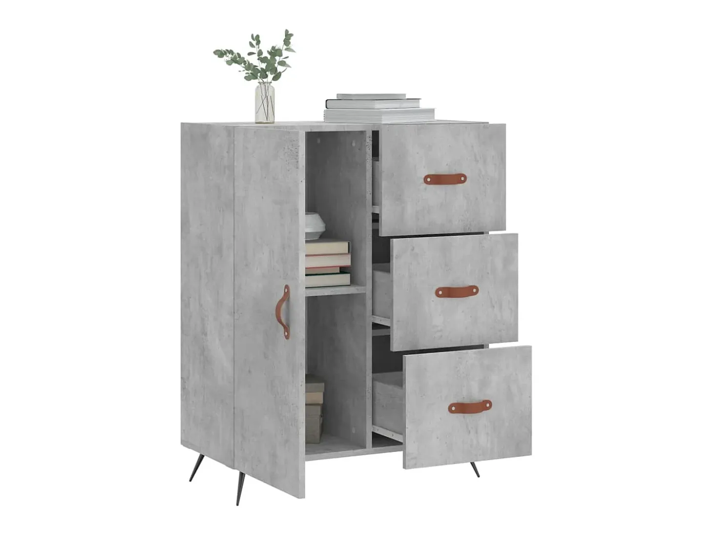 Aparador de madera de ingeniería gris hormigón 69,5x34x90 cm