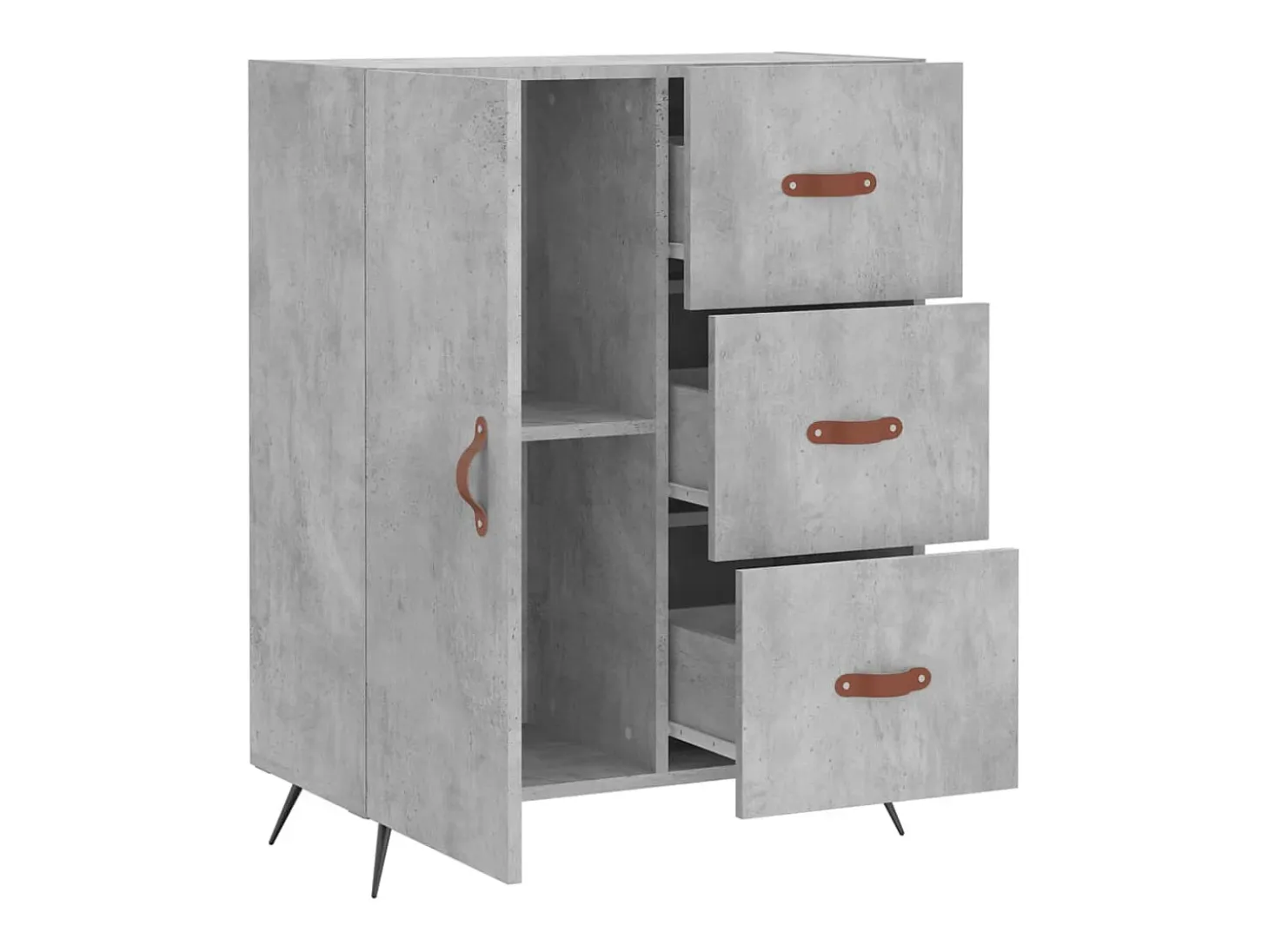 Aparador de madera de ingeniería gris hormigón 69,5x34x90 cm