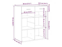 Aparador de madera de ingeniería marrón roble 80x42,5x93 cm