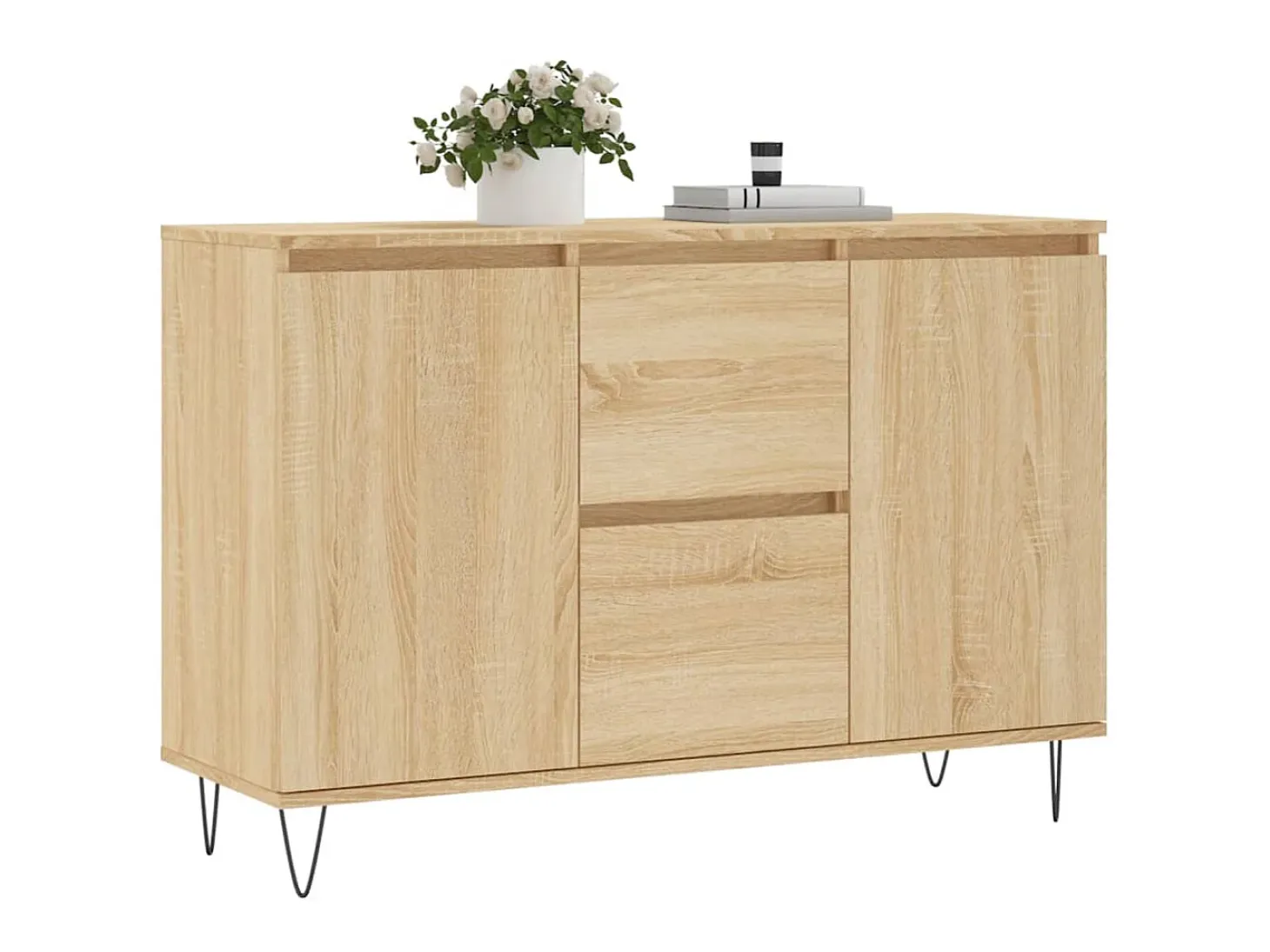 Aparador de madera de ingeniería roble Sonoma 104x35x70 cm ES36833
