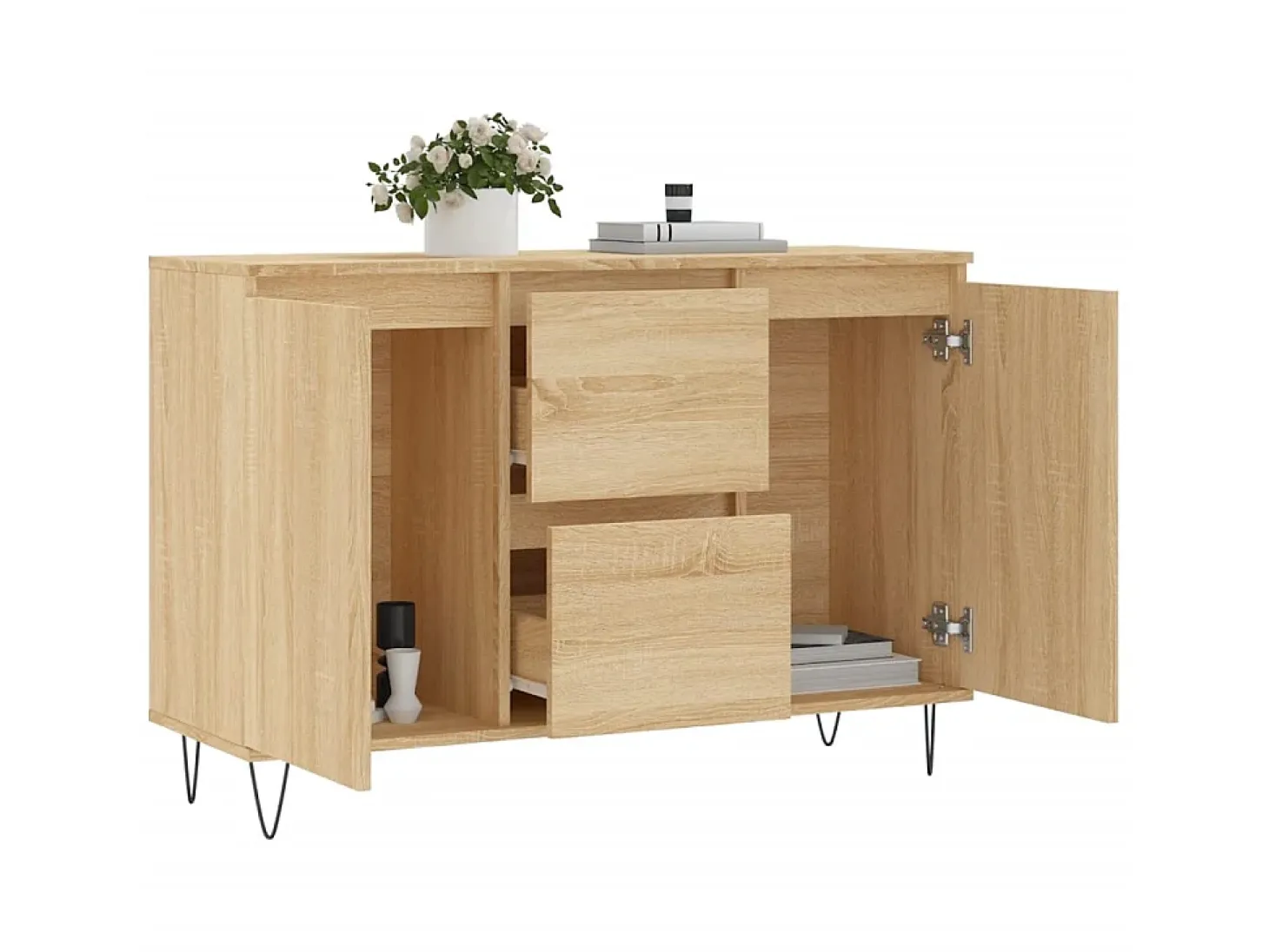 Aparador de madera de ingeniería roble Sonoma 104x35x70 cm ES36833