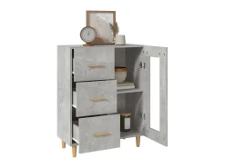 Aparador de madera de ingeniería gris hormigón 69,5x34x90 cm ES56367