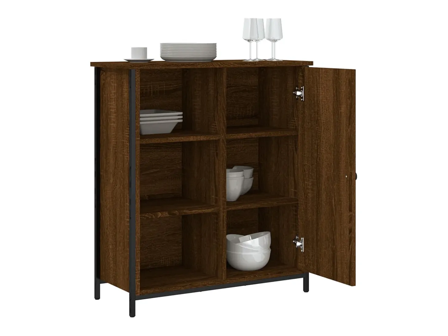 Aparador de madera de ingeniería marrón roble 70x30x80 cm