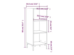 Aparador de madera de ingeniería gris hormigón 34,5x32,5x90 cm