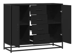 Aparador de madera de ingeniería negro 92x35x76 cm