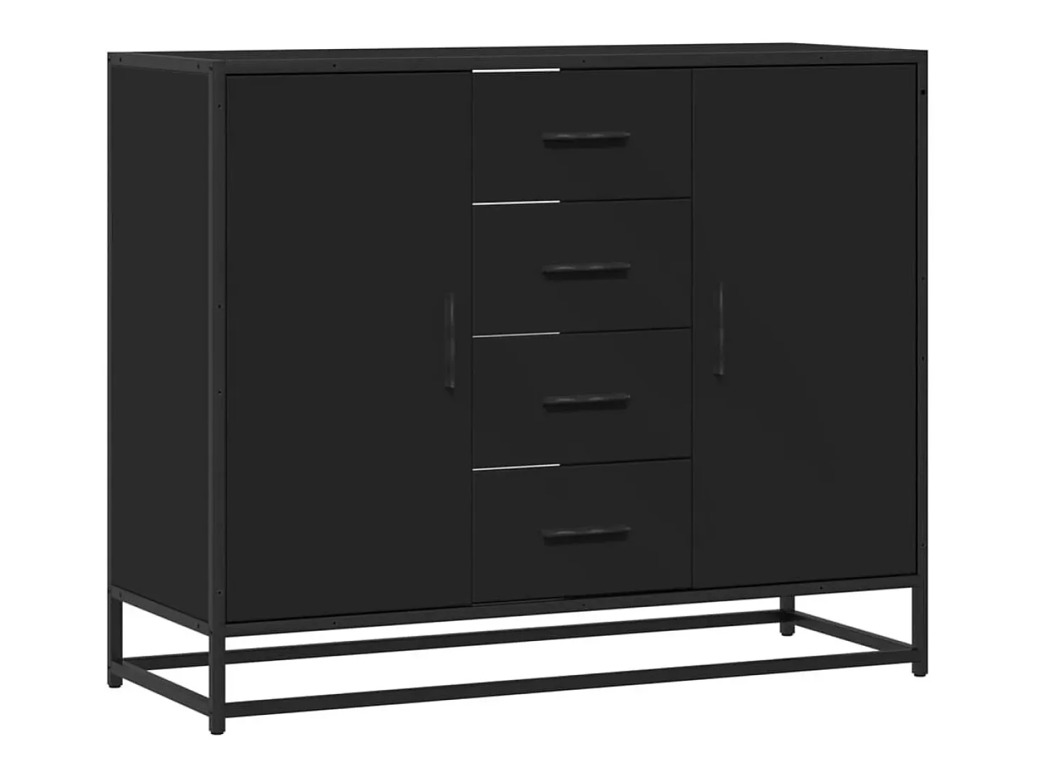 Aparador de madera de ingeniería negro 92x35x76 cm
