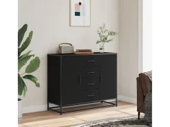 Aparador de madera de ingeniería negro 92x35x76 cm