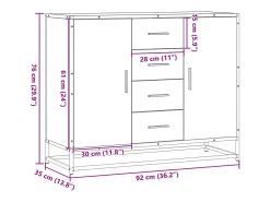 Aparador de madera de ingeniería negro 92x35x76 cm
