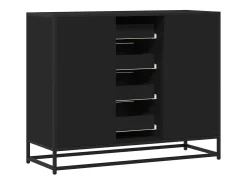 Aparador de madera de ingeniería negro 92x35x76 cm