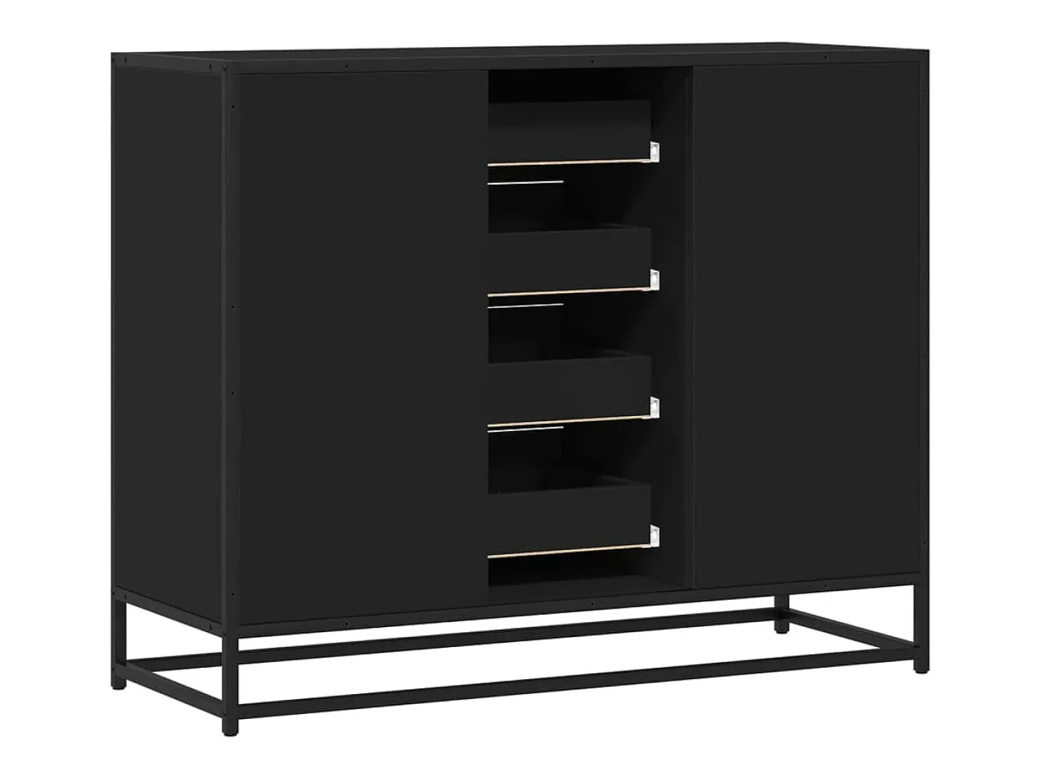 Aparador de madera de ingeniería negro 92x35x76 cm