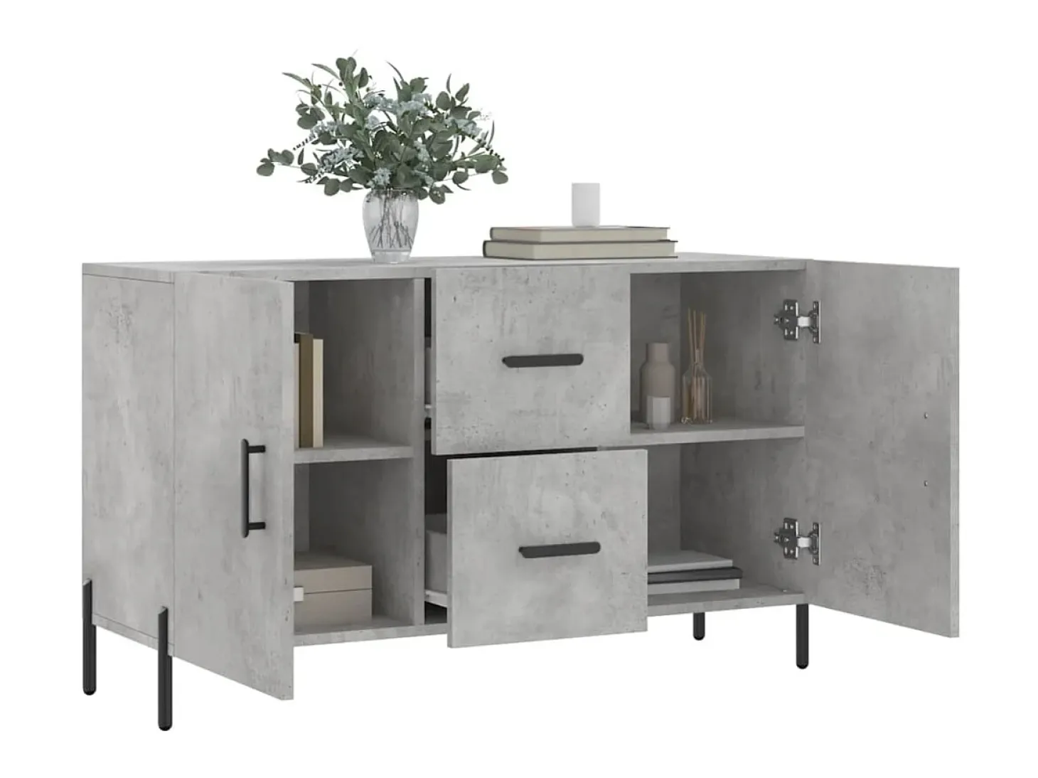 Aparador de madera de ingeniería gris hormigón 100x36x60 cm ES95999