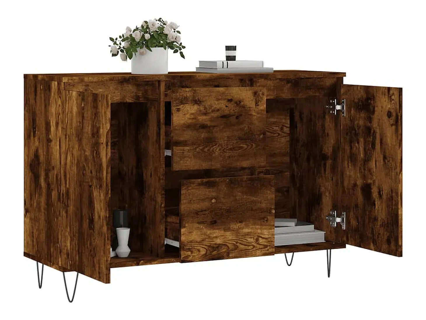 Aparador de madera de ingeniería roble ahumado 104x35x70 cm