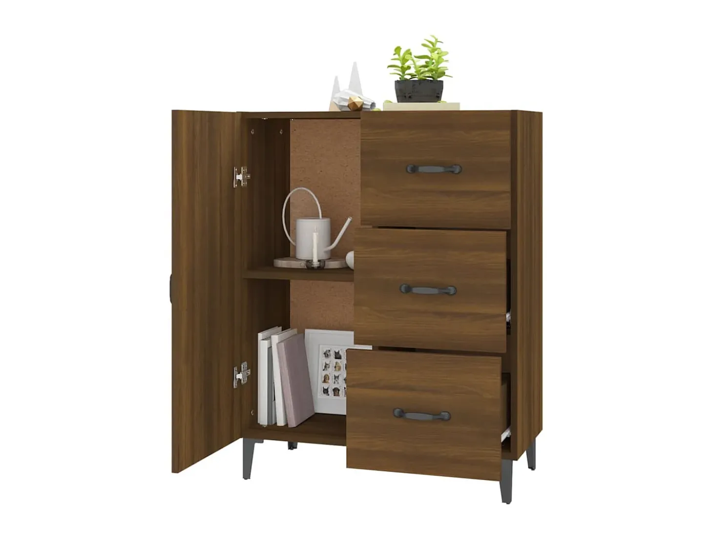 Aparador de madera de ingeniería marrón roble 69,5x34x90 cm ES33763