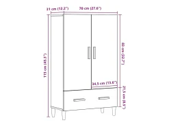 Aparador de madera de ingeniería madera vieja 70x31x115 cm