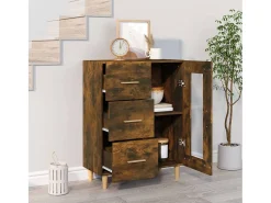 Aparador de madera de ingeniería roble ahumado 69,5x34x90 cm