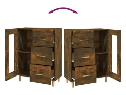Aparador de madera de ingeniería roble ahumado 69,5x34x90 cm