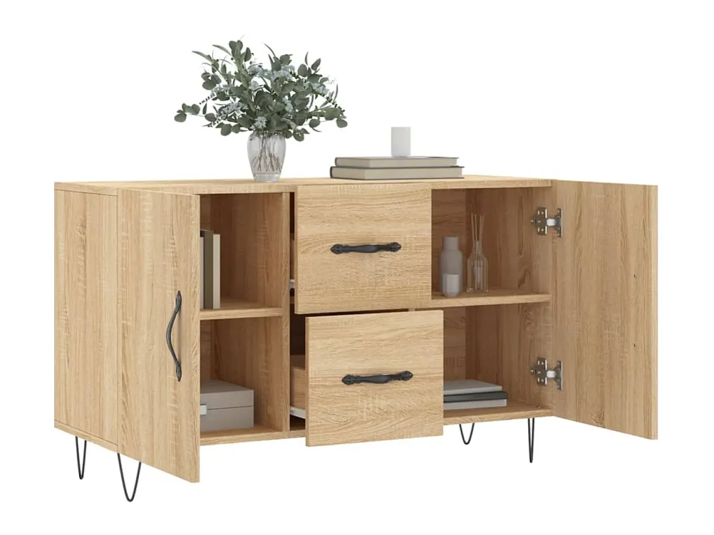 Aparador de madera de ingeniería roble Sonoma 100x36x60 cm ES51015