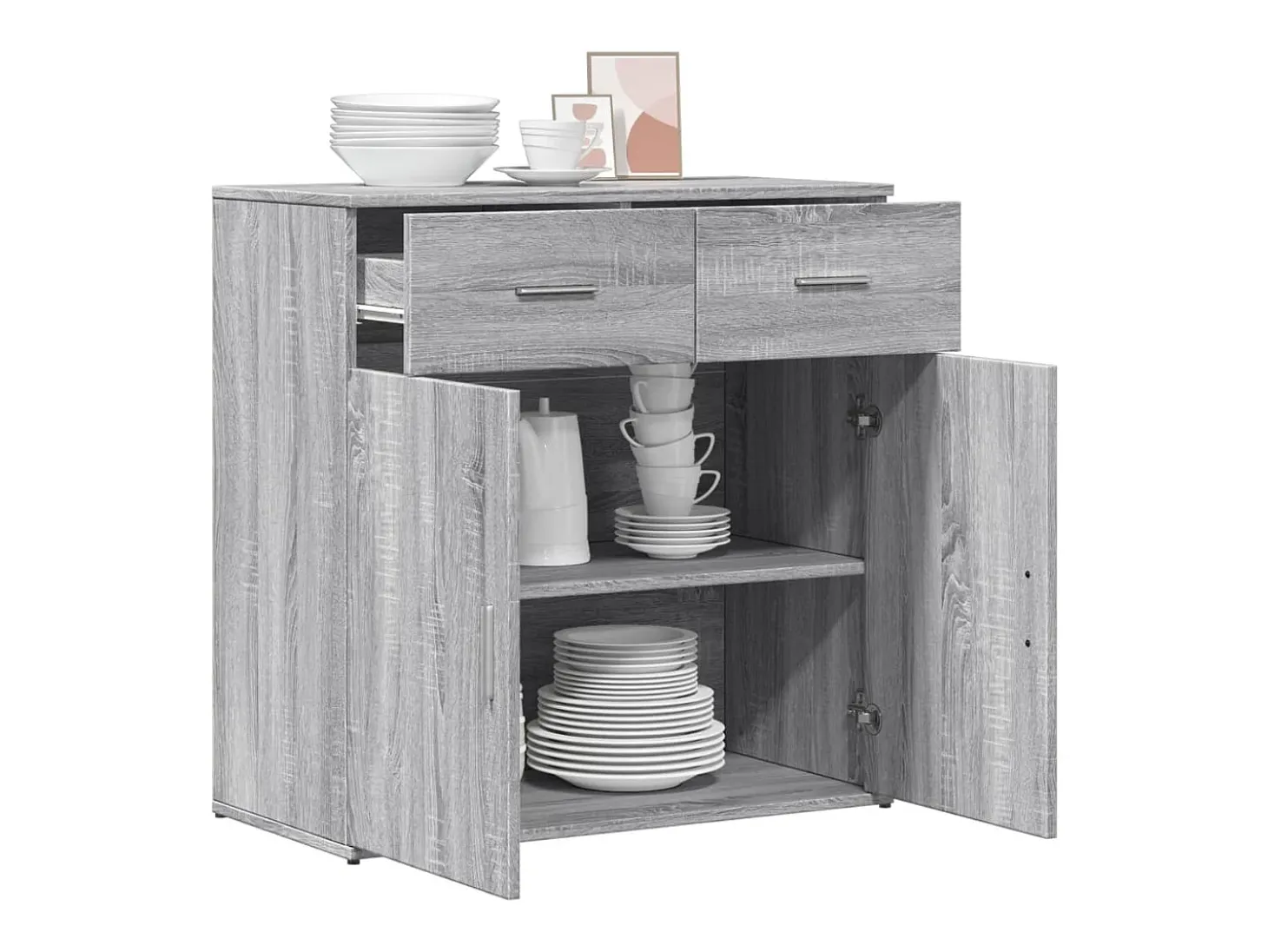 Aparador de madera de ingeniería gris Sonoma 79x38x80 cm ES190916