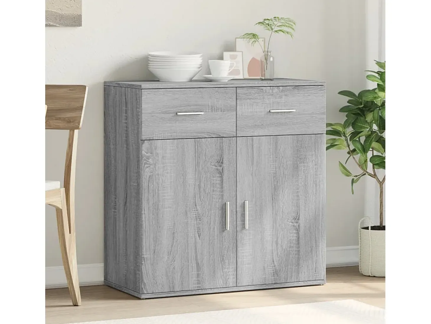 Aparador de madera de ingeniería gris Sonoma 79x38x80 cm ES190916