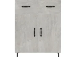 Aparador de madera de ingeniería gris hormigón 69,5x34x90 cm ES75233
