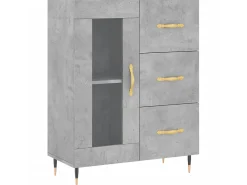 Aparador de madera de ingeniería gris hormigón 69,5x34x90 cm ES66506