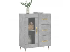 Aparador de madera de ingeniería gris hormigón 69,5x34x90 cm ES66506