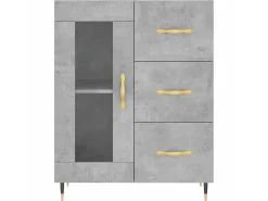 Aparador de madera de ingeniería gris hormigón 69,5x34x90 cm ES66506