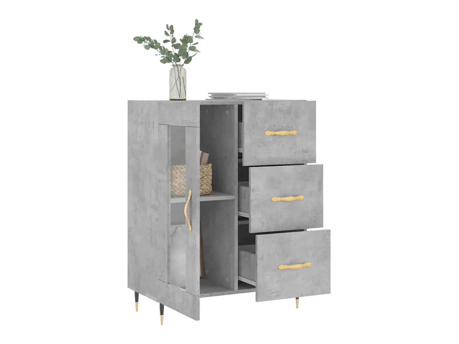 Aparador de madera de ingeniería gris hormigón 69,5x34x90 cm ES66506