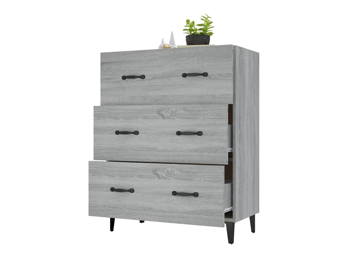 Aparador de madera de ingeniería gris Sonoma 69,5x34x90 cm ES49475