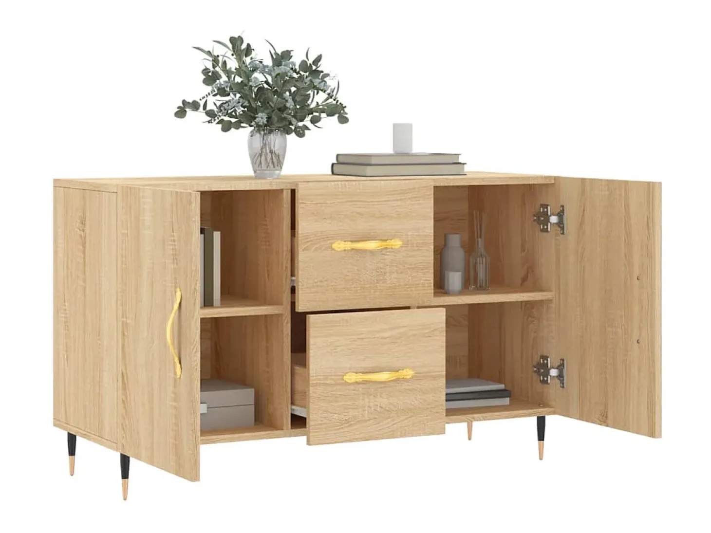 Aparador de madera de ingeniería roble Sonoma 100x36x60 cm ES84211