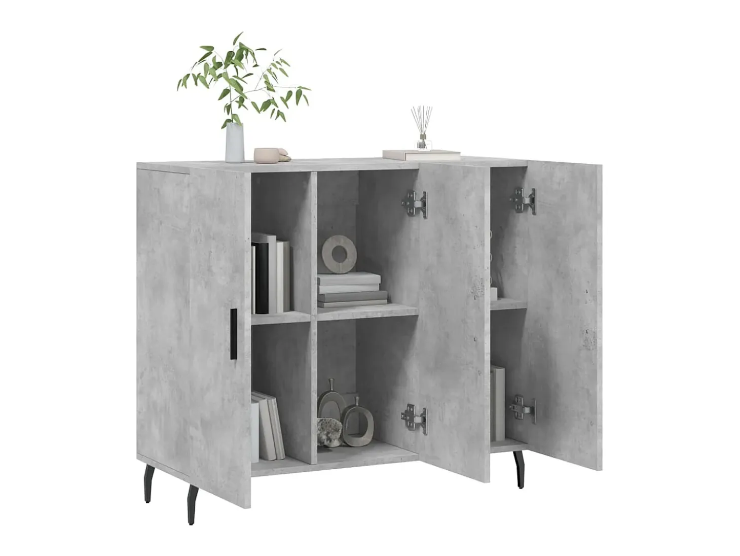 Aparador de madera de ingeniería gris hormigón 90x34x80 cm ES25827