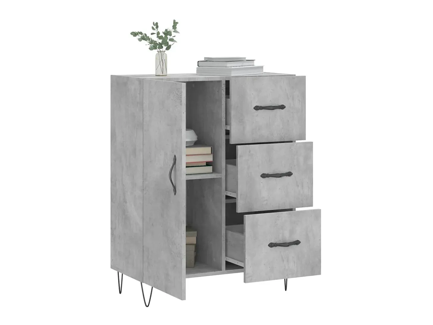Aparador de madera de ingeniería gris hormigón 69,5x34x90 cm ES90753