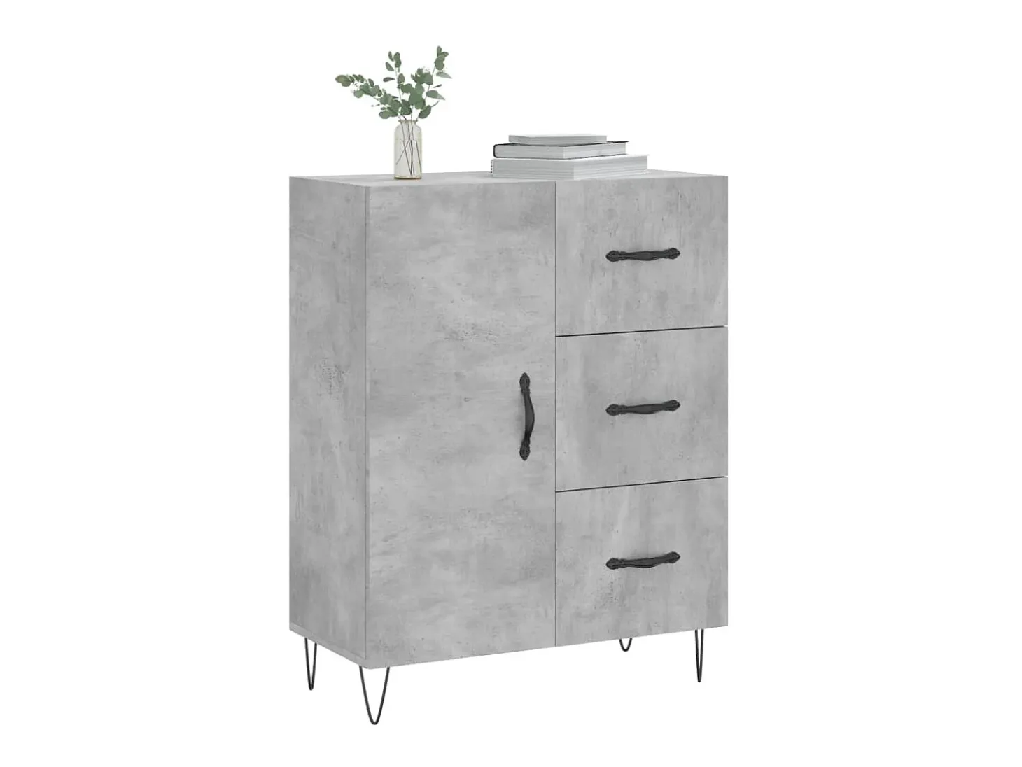 Aparador de madera de ingeniería gris hormigón 69,5x34x90 cm ES90753