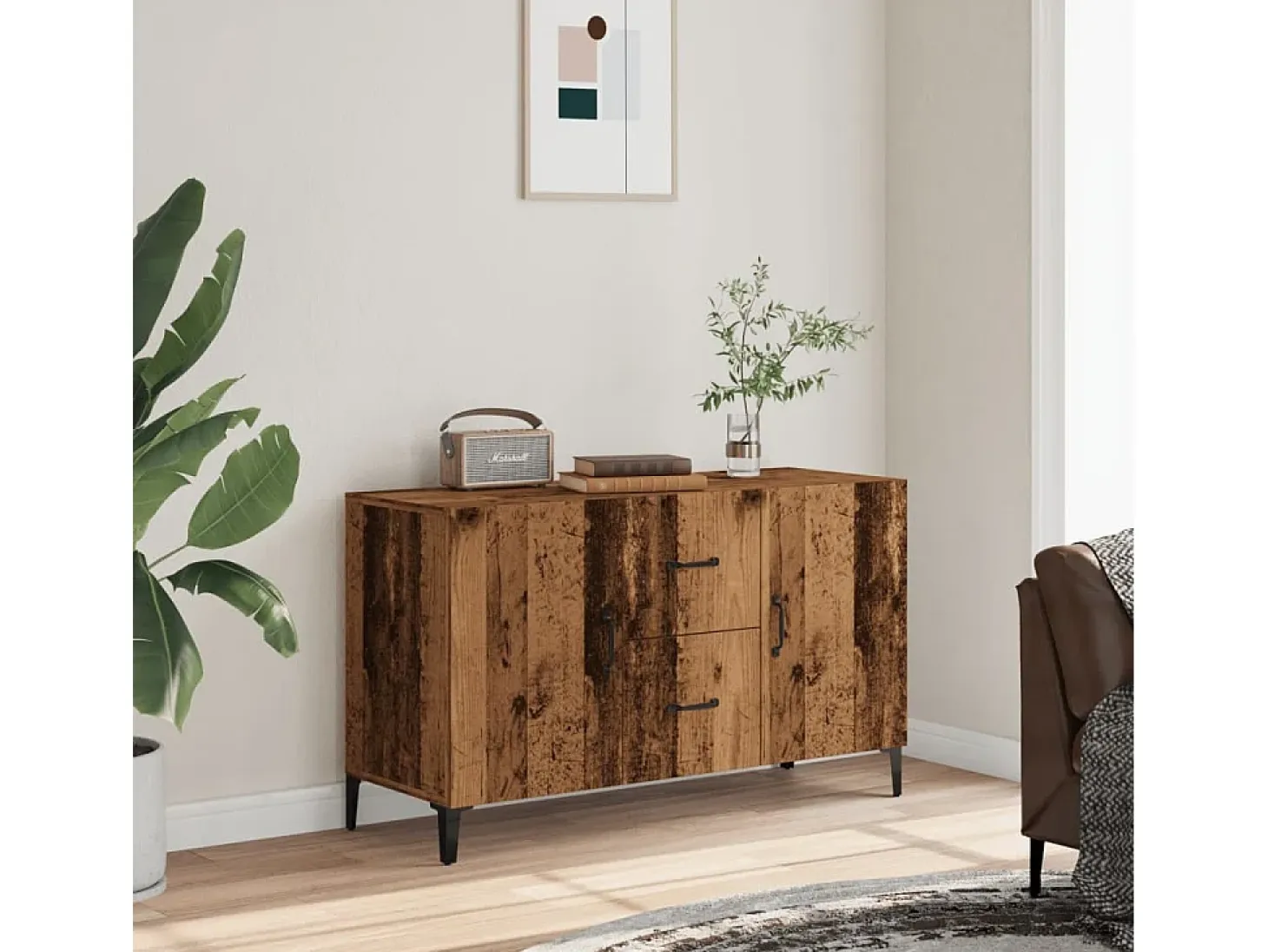 Aparador de madera de ingeniería envejecida 100x36x60 cm