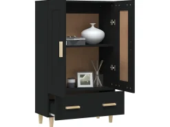 Aparador de madera de ingeniería negro 70x31x115 cm ES87899