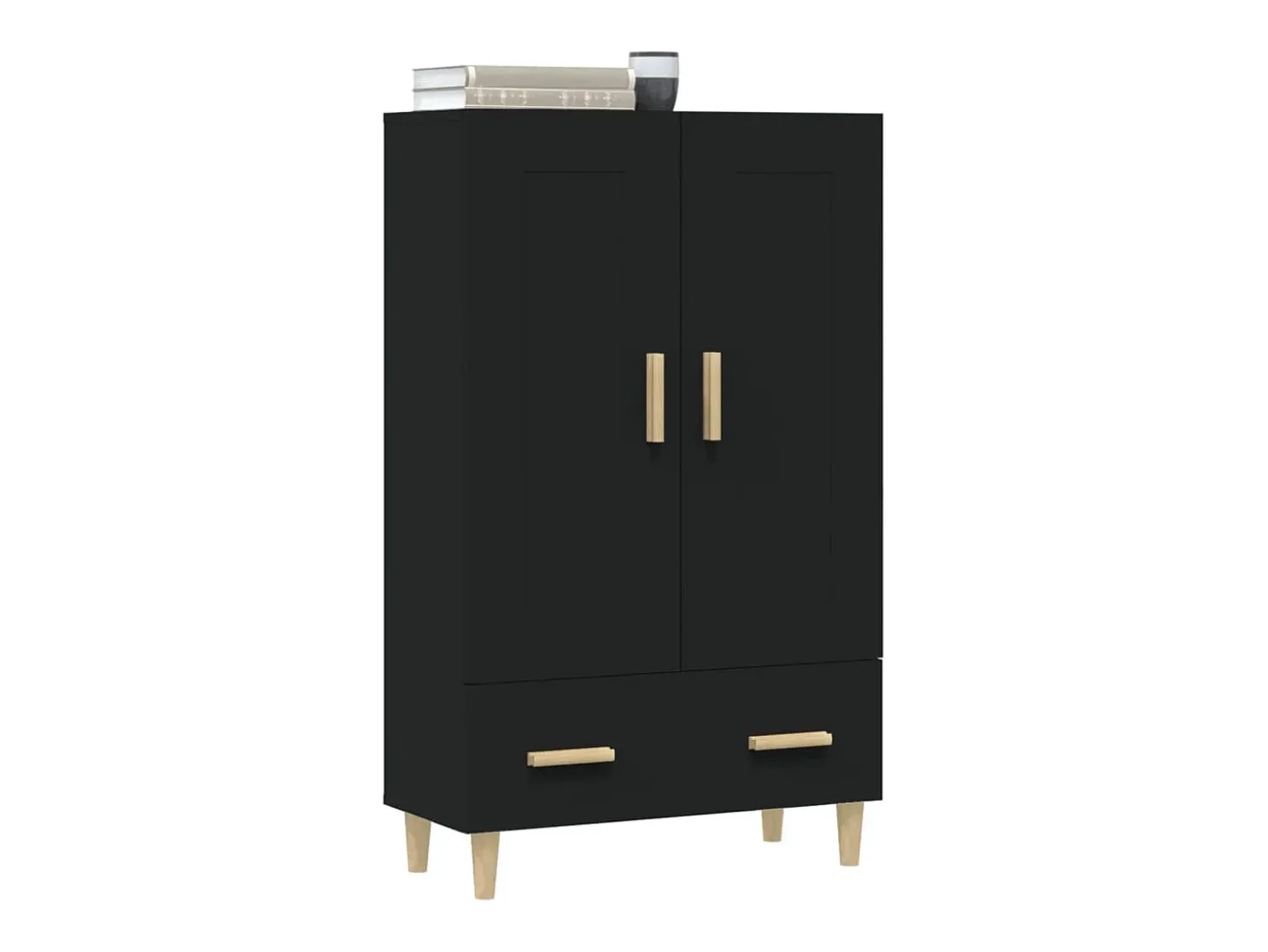 Aparador de madera de ingeniería negro 70x31x115 cm ES87899