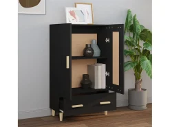 Aparador de madera de ingeniería negro 70x31x115 cm ES87899