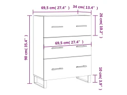 Aparador de madera de ingeniería roble Sonoma 69,5x34x90 cm