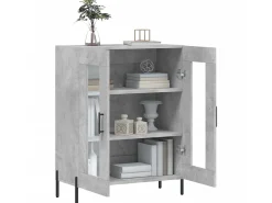 Aparador de madera de ingeniería gris hormigón 69,5x34x90 cm ES19726