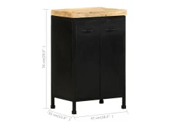 Aparador de madera de mango rugosa 47x35x76 cm