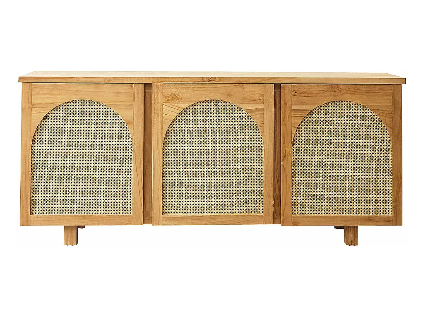 Aparador de madera de teca maciza y rejilla de 180 cm