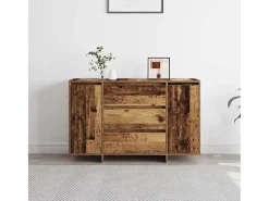 Aparador de madera envejecida 120x41x75 cm en madera de ingeniería