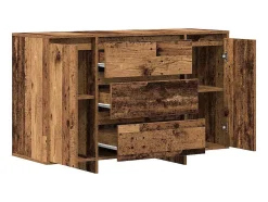 Aparador de madera envejecida 120x41x75 cm en madera de ingeniería