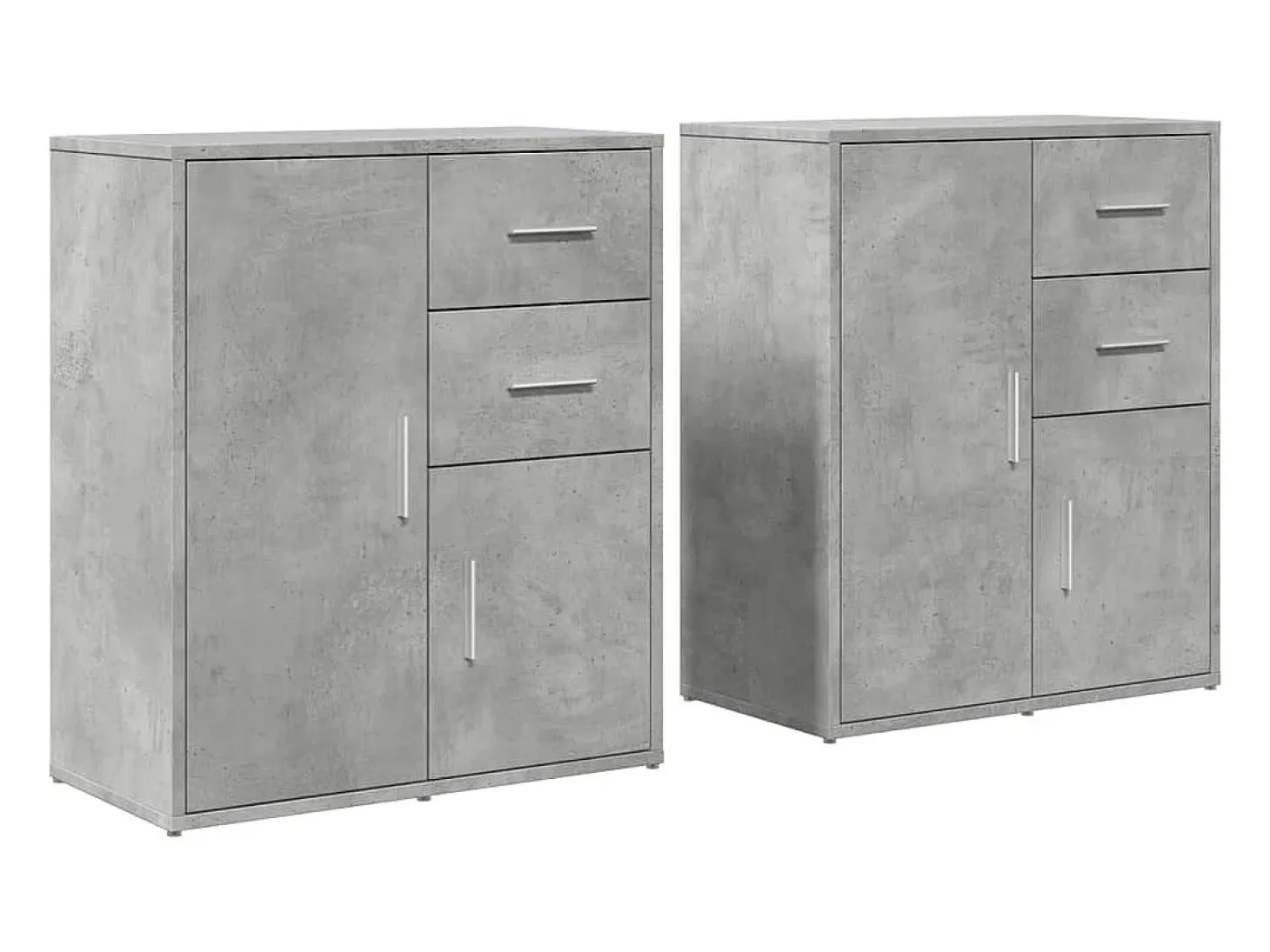 Aparador de madera ingeniería 2 uds gris hormigón 60x31x70 cm ES806341