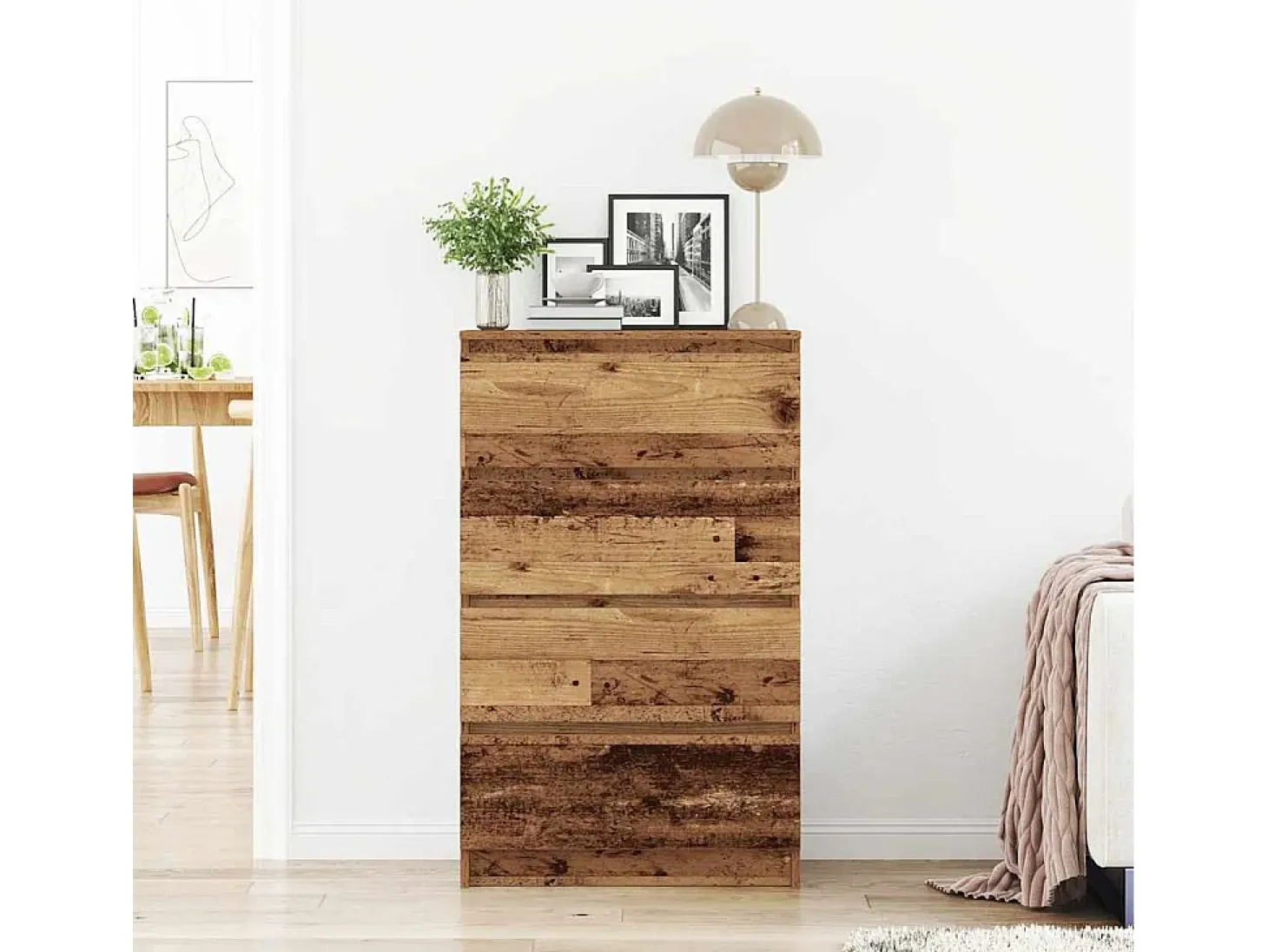 Aparador de madera ingeniería madera envejecida 60x35x98,5cm