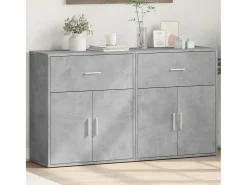 Aparador de madera ingeniería 2 uds gris hormigón 60x31x70 cm ES331395