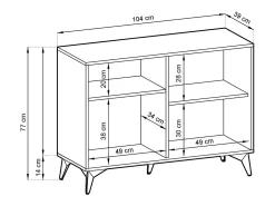 Aparador de madera laminada de 2 puertas 104x77 cm