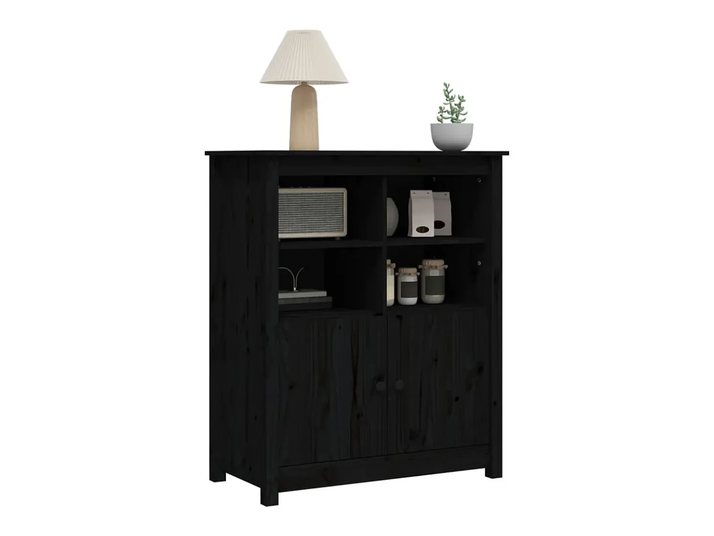 Aparador de madera maciza de pino negro 83x41,5x100 cm ES57955